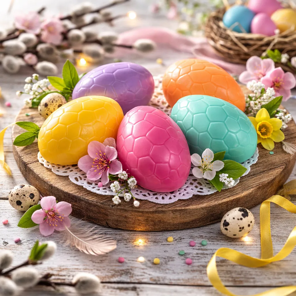 Kolorowe jajka pisanki wielkanocne mydełka glicerynowe