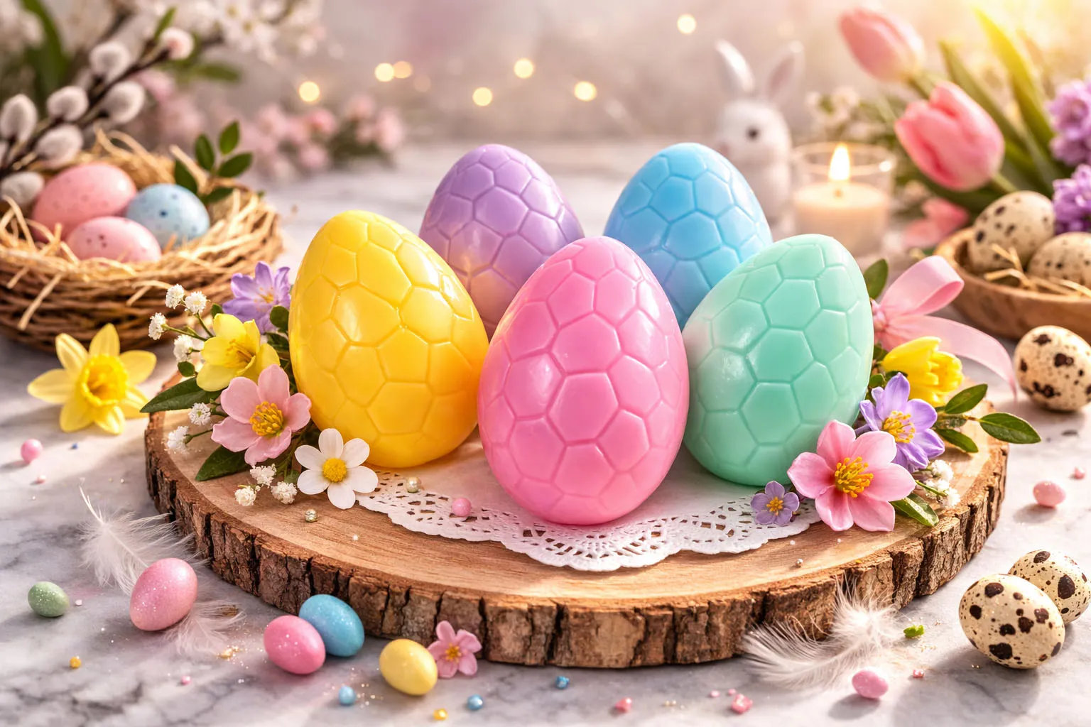 Kolorowe jajka pisanki wielkanocne mydełka glicerynowe