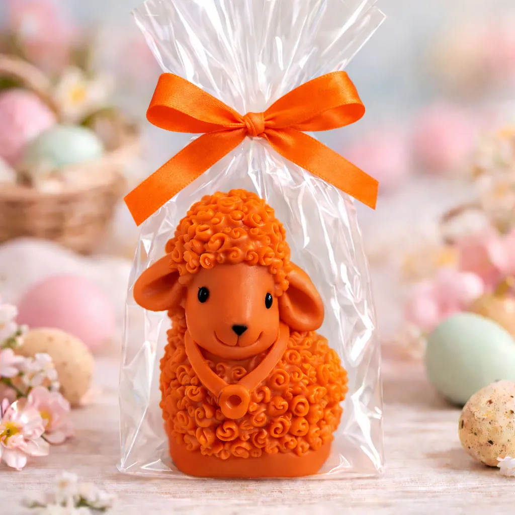mini prezent wielkanocny baranek z mydła w celofanie