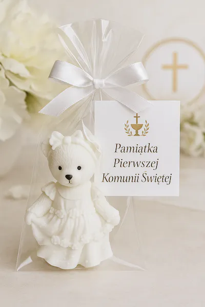 Naturalne mydełko misia na Baby Shower I Komunię Chrzest Roczek