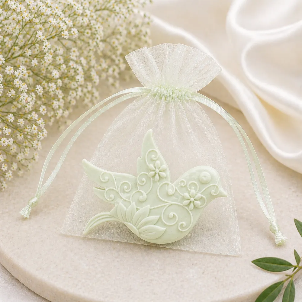 gołąbek mydełko dekoracyjne rękodzieło podziękowania dla gości ślub komunia chrzest