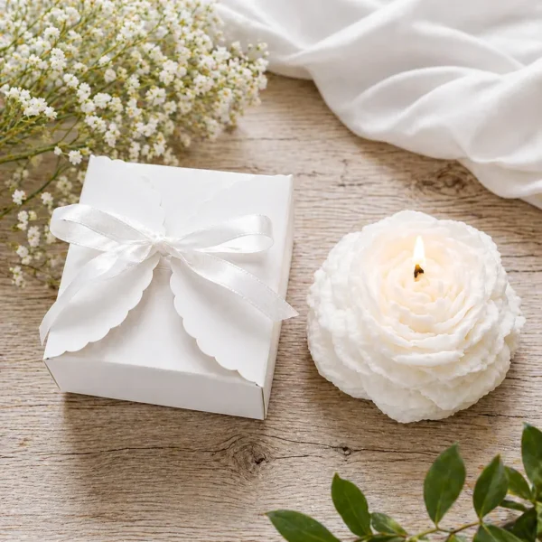 Świeca piwonia duża na prezent podziękowania ślub komunię