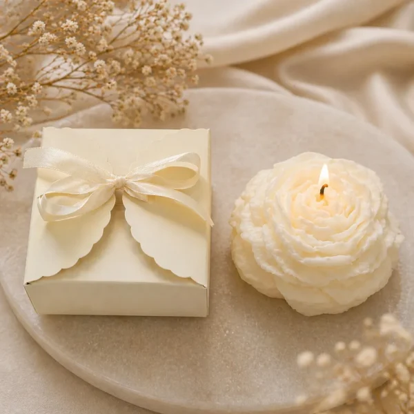 świeca piwonia na prezent wegańska sojowa