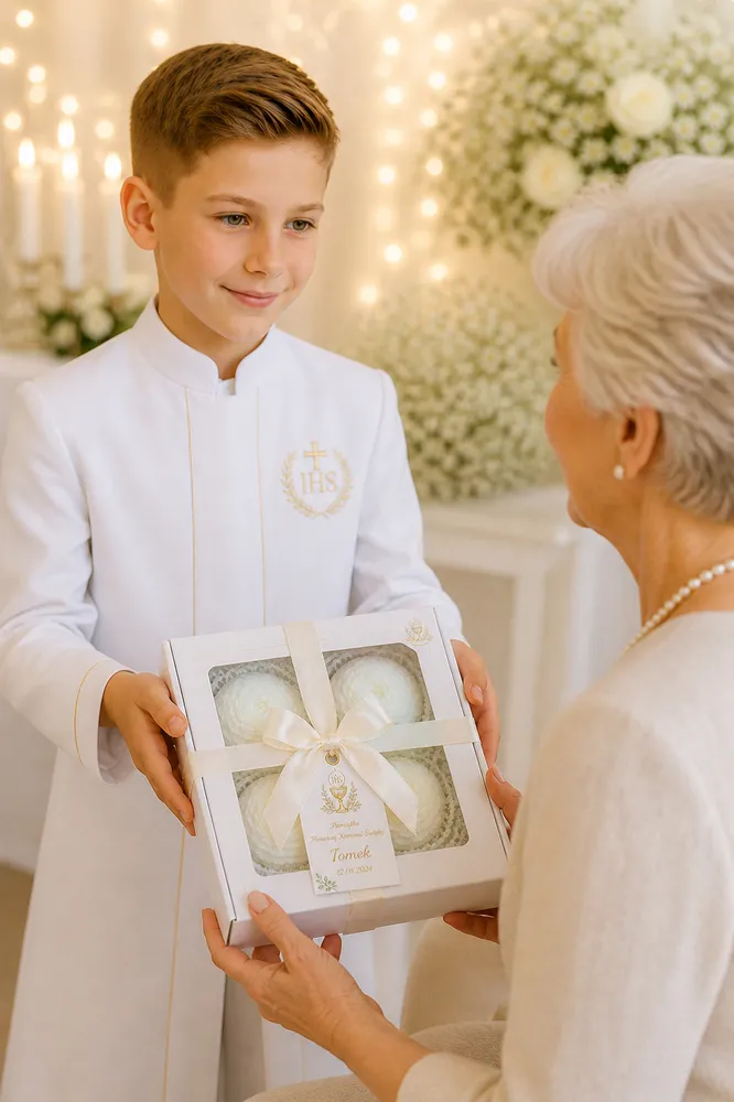 mydlany zestaw [prezentowy elegancki na komunię mydlane kwiaty