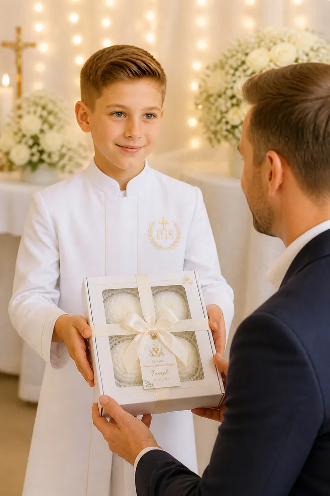 mydlany zestaw [prezentowy elegancki na komunię mydlane kwiaty